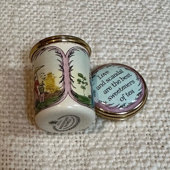 Halcyon Days Enamel Box, screw-on top, pastoral scene - Picture 5 of 9